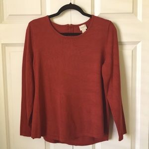 CHICO’S SWEATER WITH ZIPPER DETAIL, SIZE 1